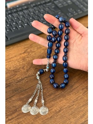 Tesbihkenti Ağa Boy Mavi Sıkma Kehribar Tesbih
