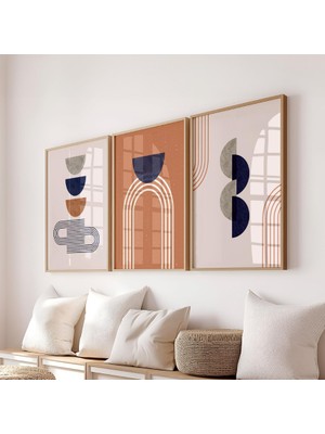 Pam Studio Modern Geometrik Duvar Tablosu 3’lü Set | Minimalist Soyut Poster Dekorasyonu