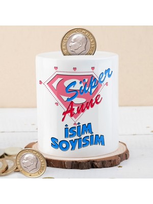 Asilmeydan Kişiye Özel İsim Süper Anne Yazılı Para Birikim Kumbarası-KB457646