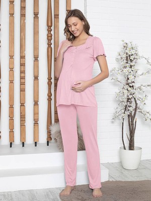 Limissi Imissi Oh.  Kare Yaka Aplikeli  Pijama Takımı - Pembe Standart