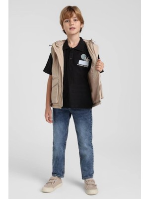 Jacklions Erkek Çocuk 4-14 Yaş Paraşüt Kumaş Cep Detaylı Şişme Yelek Bej