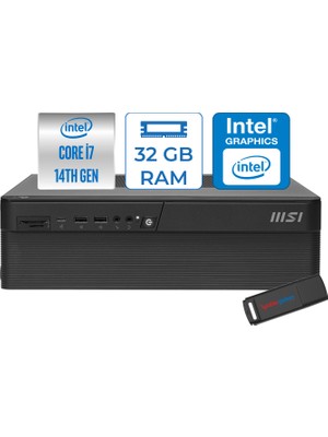 MSI Msı Pro DP80 Intel Core I7 5.4ghz 14700 32GB 2tb SSD UHD Graphics 770 Wi-Fi7 300W Psu Windows 11 Home Masaüstü Bilgisayar Bilgisayar A14G003EUH11 + Zettausb
