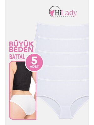 Hilady Kadın Külot, Orta Yüksek Bel Büyük Beden Külot (4xl-5xl-6xl) 5 Adet, Yumuşak Pamuklu Rahat Kumaş