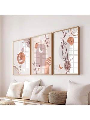 Pam Studio Boho Stil 3’lü Poster Seti – Minimalist Modern Duvar Dekoru Tablo