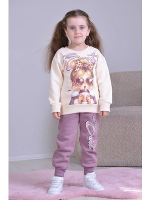 bebexy Kız Desenli  Eşofman Takımı Mor 2