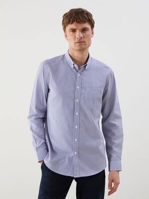 Lc Waikiki Yeni Sezon Regular Fit Uzun Kollu Çizgili Poplin Erkek Gömlek