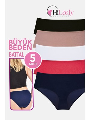Hilady Kadın Külot, Orta Yüksek Bel Büyük Beden Külot (4xl-5xl-6xl) 5 Adet, Yumuşak Pamuklu Rahat Kumaş