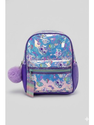 Mojo Bebek Dream Vest Kız Çocuk Gözüklü Kedi Desenli Hologram Sırt Çantası Mor