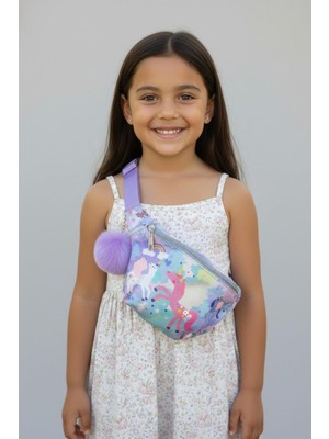 Mojo Bebek Dream Vest Kız Çocuk Unicorn Desenli Bel Çantası Mor