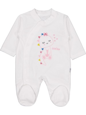 Mini Damla Minidamla Zürafa Nakış Çıtçıtlı 1-6 Ay Tulum - Ekru 1-3 Ay