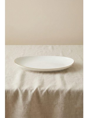 Soley Ceyda | Altın Kenarlı Porselen Kayık Tabak (25 Cm)