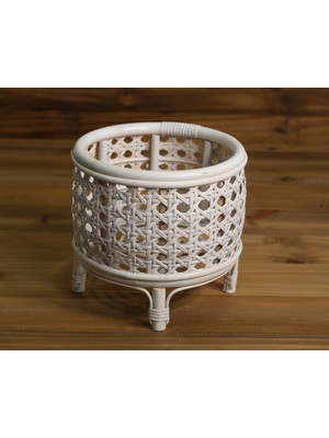 El Yapımı Ayaklı Hasır Yuvarlak Sepet – Ev & Bebek Odası Dekoratif Düzenleyici