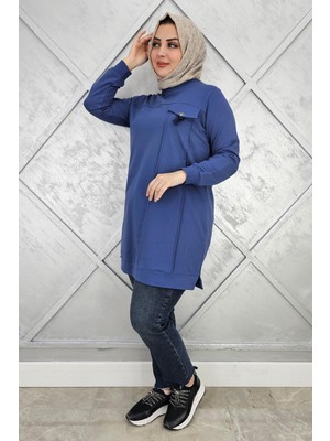 Pys Giyim Kadın Cebi Taş ve Püskül Aksesuar Detaylı Tesettür Tunik