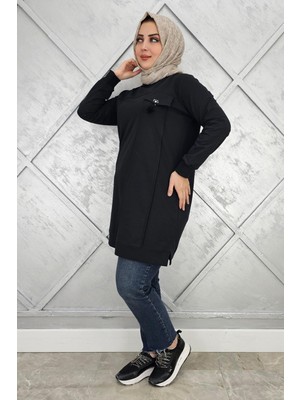 Pys Giyim Kadın Cebi Taş ve Püskül Aksesuar Detaylı Tesettür Tunik