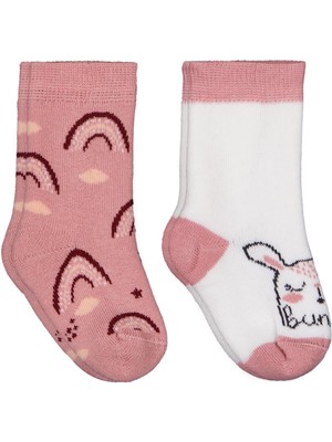 Civil Baby Bunny Havlu 6-18 Ay 2'li Bebek Kız Çorap Set - Standart 12 Ay
