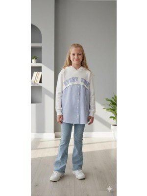 Çocuk Giyim Merkezi Kız Çocuk Gömlek Detaylı Kapşonlu Sweatshirt