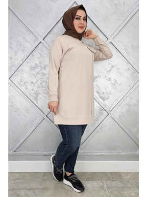 Pys Giyim Kadın Cebi Taş ve Püskül Aksesuar Detaylı Tesettür Tunik