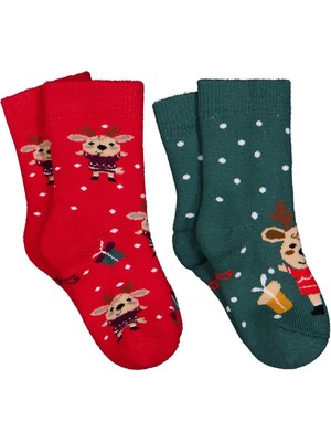 Civil Baby Geyik Havlu 6-18 Ay 2'li Bebek Erkek Çorap Set - Standart 12 Ay