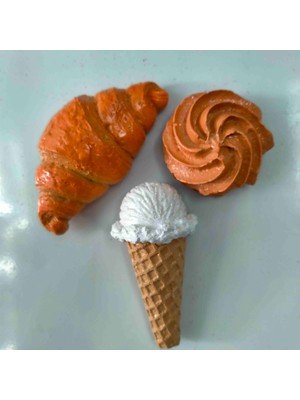 3lu Magnet Dondurma , Kruvasan Kurabiye Magnet Buzdolabı Mıknatısı