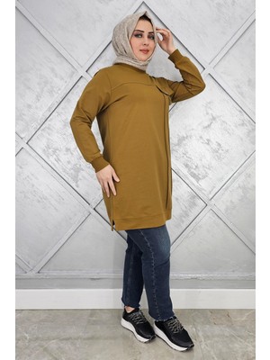 Pys Giyim Kadın Cebi Taş ve Püskül Aksesuar Detaylı Tesettür Tunik