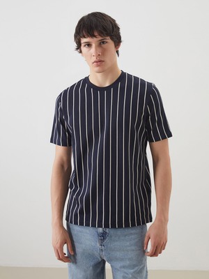 Lc Waikiki Yeni Sezon Bisiklet Yaka Çizgili Erkek Tişört