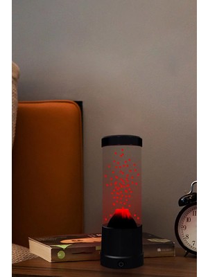 Gampus Dekoratif Lava Gece Lambası Yanardağ Şekilli Lav Lamba Kırmızı Renk Lamba Dekor Loş Işık Aydınlatma