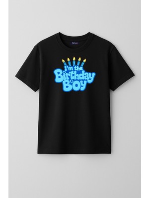Mixxi Fashion Happy Birthday Boy Doğum Günü Baskılı Kısa Kollu Erkek  Çocuk Tişört (4-13 Yaş)