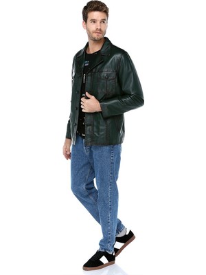 Dericlub Hector Erkek Hakiki Deri Spor Ceket Yeşil