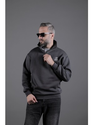 Ohepmoda Dik Yakalı Parçalı Erkek Sweatshirt