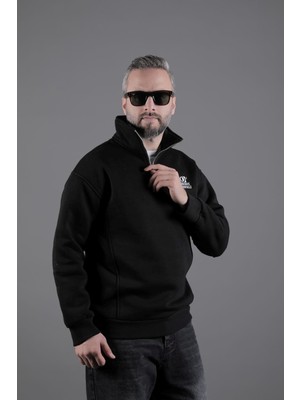 Ohepmoda Dik Yakalı Parçalı Erkek Sweatshirt