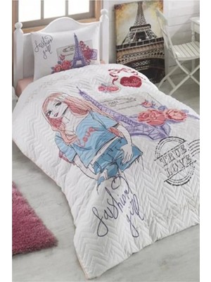 Kristal Tek Kişilik Kapitoneli Nevresim Takımı Dört Mevsim - %100 Pamuk - Fashion