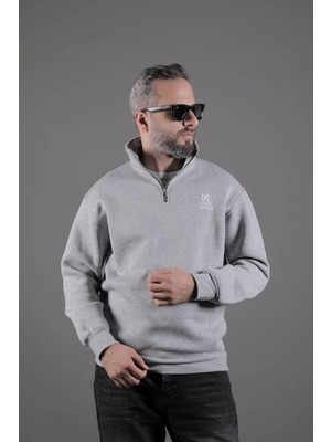 Ohepmoda Dik Yakalı Parçalı Erkek Sweatshirt