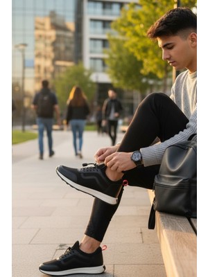 Enoch Erkek Günlük Spor Ayakkabı Klasik Dalga Şeritli Sneaker Rahat Kalıp Yürüyüş Modeli