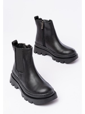 Papuccum Ortopedi Çocuk Bej Yüksek Taban Lastikli Fermuarlı Kaydırmaz Taban Bot Bot