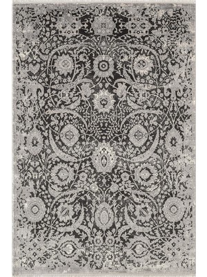 Karmen Halı Look Black LB009G Siyah Gri Halı Klasik Desen Akrilik Yumuşak Tozuaz Salon Oturma Odası Halısı
