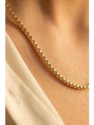 Fiyonk Kuyumculuk 14 Ayar Altın Desenli Küp Zincir 3,25 mm