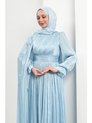 İmaj Butik Bebe Mavi Pelerin Detaylı Piliseli Abiye