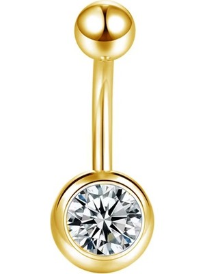 Munels F136 Titanyum Zirkon Tektaşlı Göbek Piercing - Belly Button