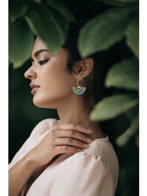 GADjewellery Aventurin Doğaltaşlı Kararmaz Çelik Gold Küpe