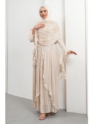 İmaj Butik Taş Seyyar Pelerinli Fırfırlı Abiye