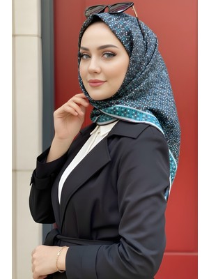 İmaj Butik Siyah Yeşil Soft Dijital Pamuklu Eşarp