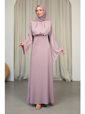 İmaj Butik Gül Kurusu Omuzları Vatkatlı Saten Abiye