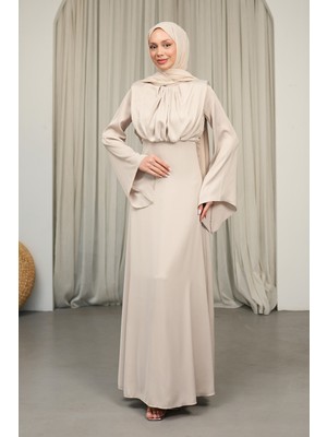 İmaj Butik Taş Omuzları Vatkatlı Saten Abiye