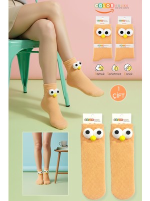 Color Socks 1 Çift Somon Kadın Gözlü Havlu Konsept Çorap (Soft Touch)