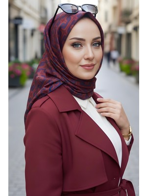 İmaj Butik Bordo Soft Dijital Pamuklu Eşarp
