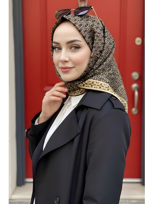 İmaj Butik Siyah/sarı Soft Dijital Pamuklu Eşarp