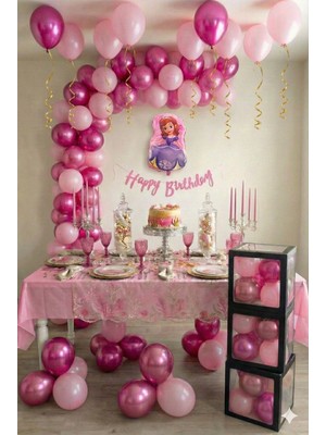 Festilo Doğum Günü Parti Seti Pink Princess Elsa Prenses Tema 49 Parça