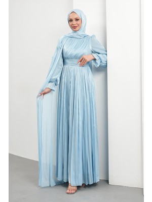 İmaj Butik Bebe Mavi Pelerin Detaylı Piliseli Abiye