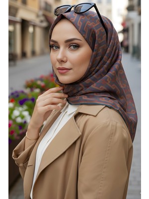 İmaj Butik Kahve/vizon Soft Dijital Pamuklu Eşarp