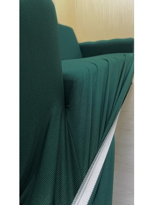 Mikro Lastikli Kaymaz Elastik Koruyucu Giydirme Koltuk Örtüsü - Zümrüt Yeşili - 1+1 (2 Parça Set)